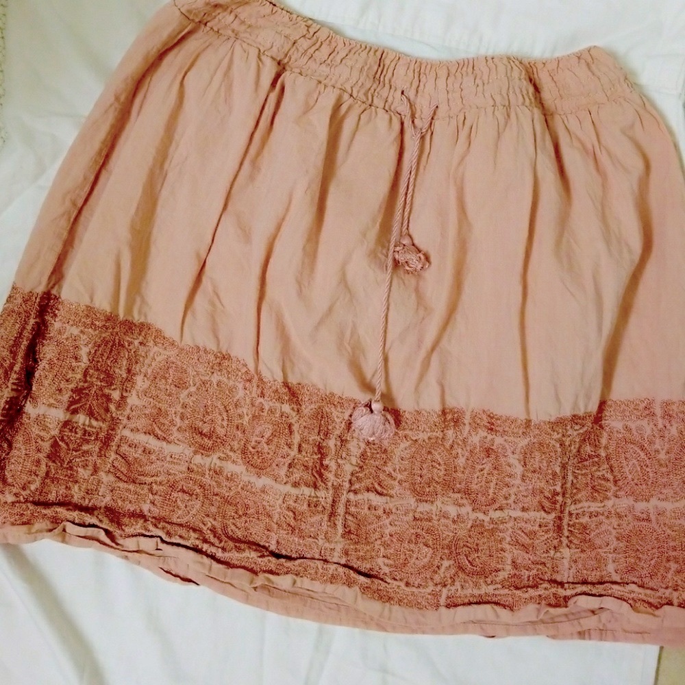 J. Crew Pink Embroidered Skirt